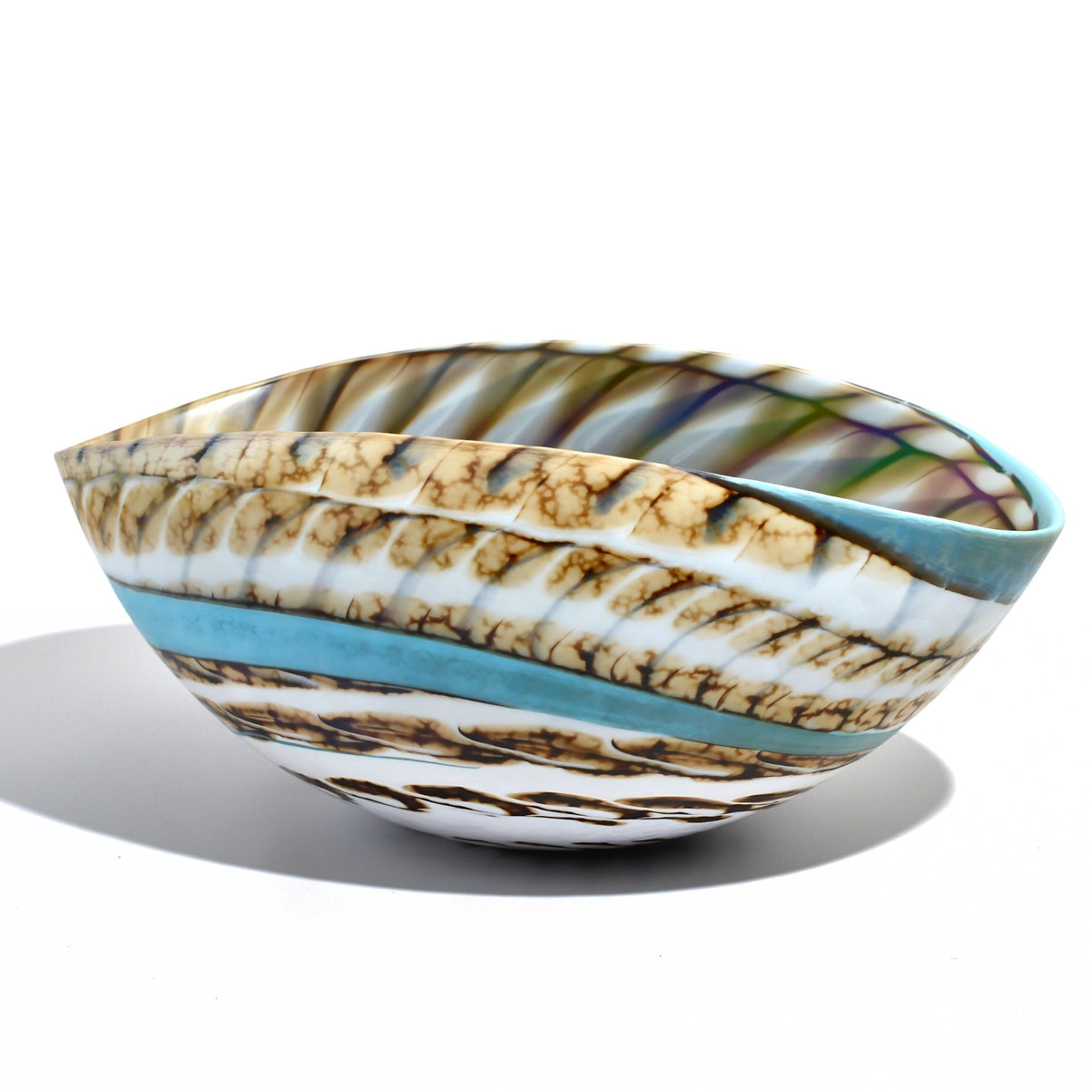 Murano Glass Sky Blue 12&quot; Shell Bowl, Made in Italy