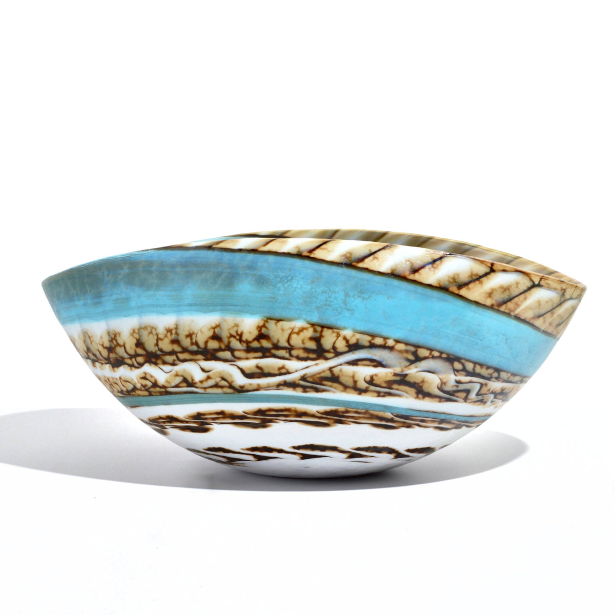 Murano Glass Sky Blue 12&quot; Shell Bowl, Made in Italy