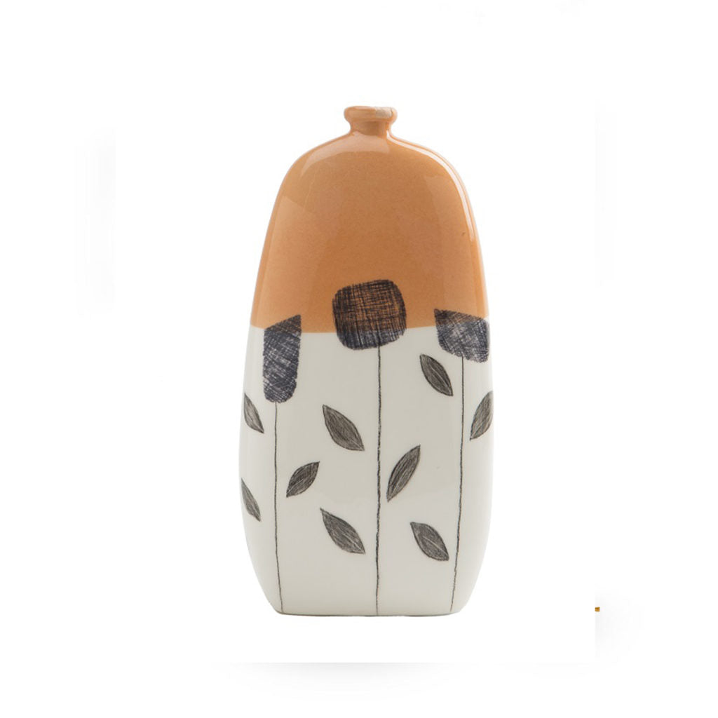 Hand-Painted Fables Ceramic Bottle Vases, Made in Naples