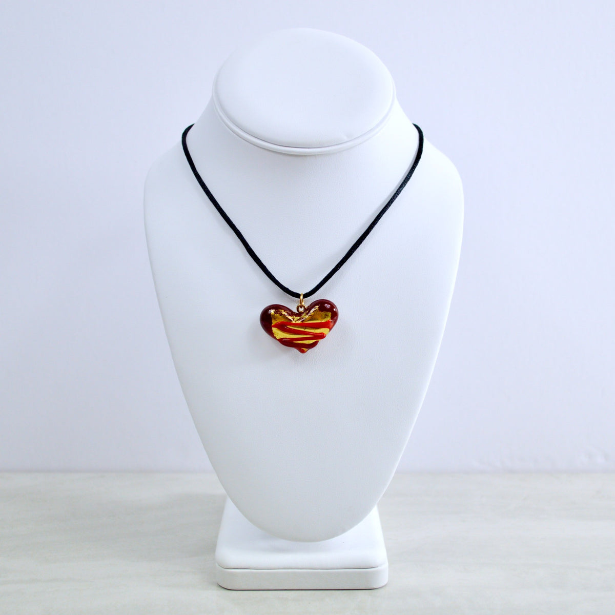 Murano Glass Decorated Heart Pendant Necklace, Made in Italy - My Italian Decor
