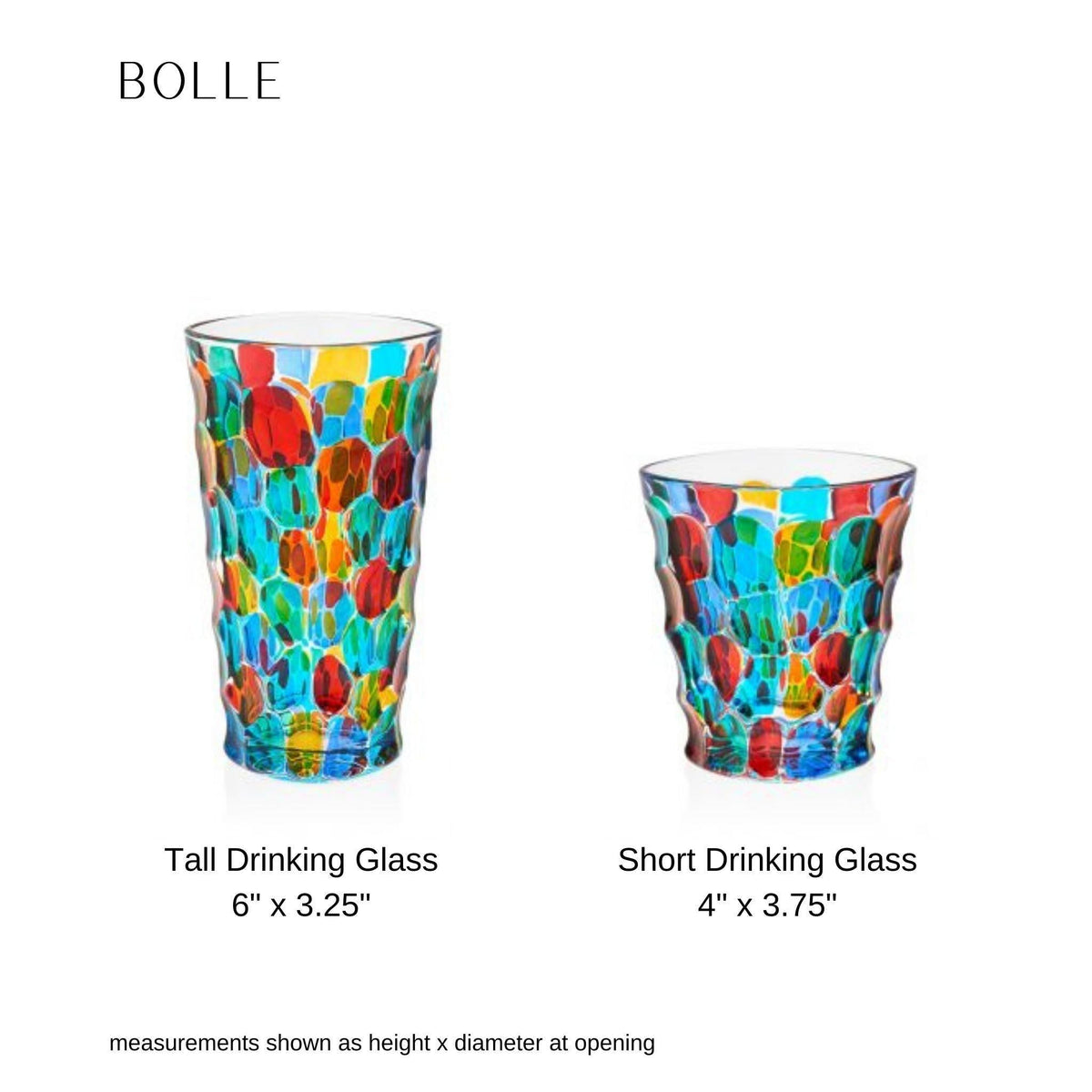 Bolle Tall Drinking Glasses, Set of 2, Hand Painted Crystal, Made in Italy - MyItalianDecor