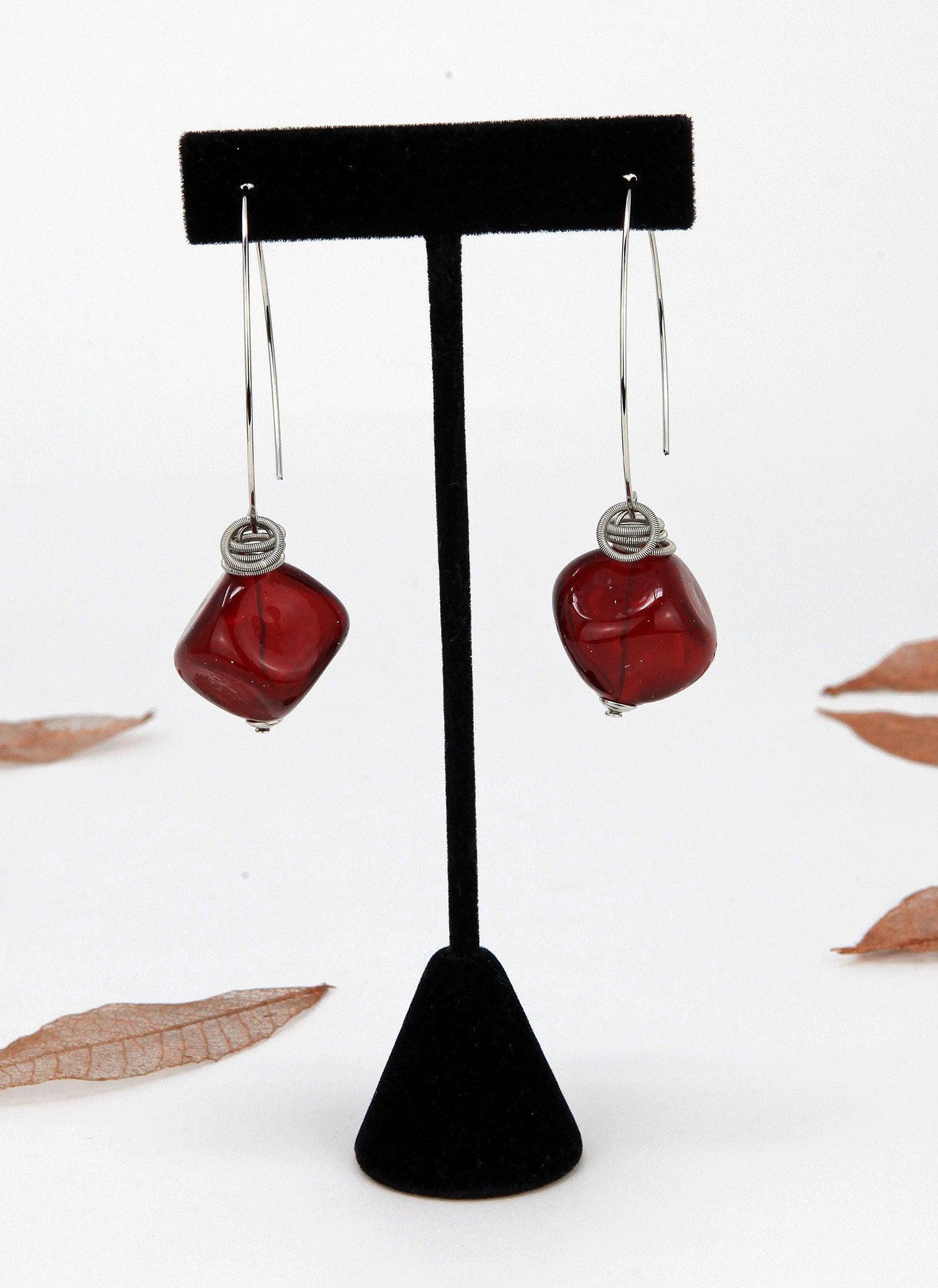 Boop Earrings, Murano Glass Bead and Hoop - MyItalianDecor