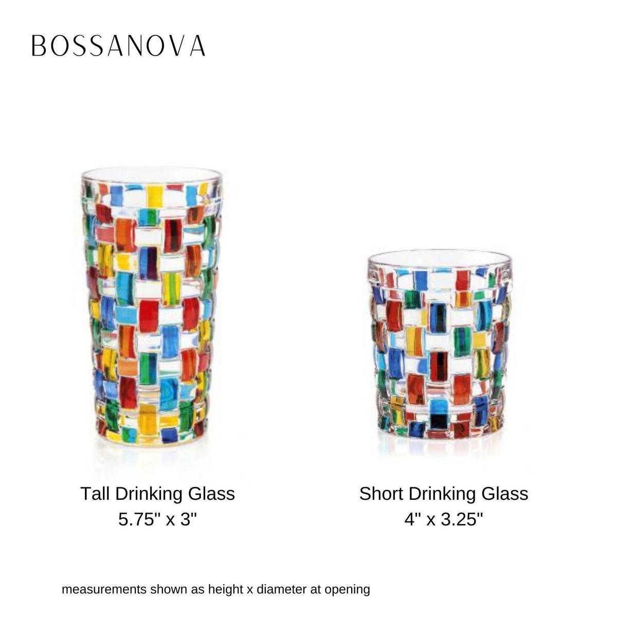 Bossanova Juice, Water, Whiskey Glass, Set of 2 Hand-Painted Italian Crystal - MyItalianDecor