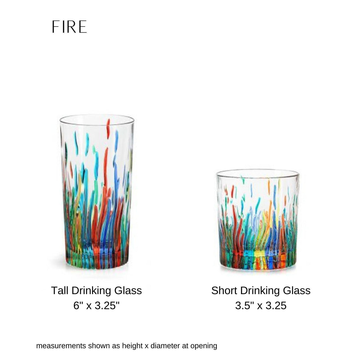 Fire Short Drink Glasses, Hand-painted Italian Crystal, Set of 2 - MyItalianDecor