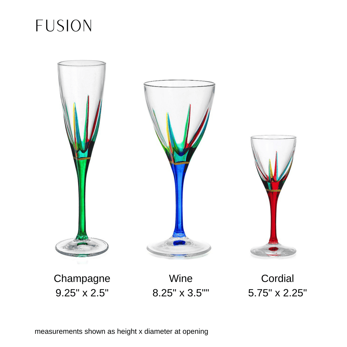 Fusion Cordial Glasses, Hand-Painted Italian Crystal, Set of 6 - MyItalianDecor