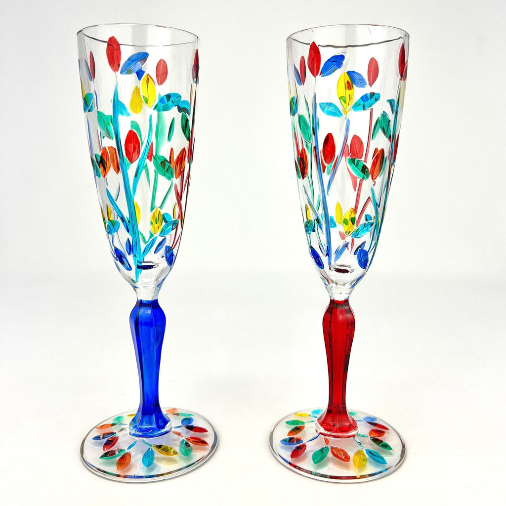 Flowervine Platinum Champagne Glasses, Set of 2 - My Italian Decor