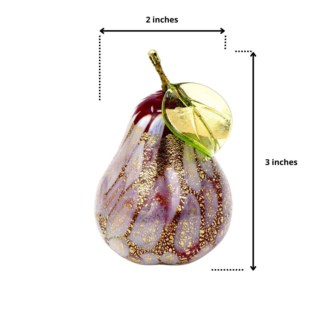 Artificial Murano glass Macchia Pear with gold foil, hand blown in Italy, decorative Italian floral ornament by My Italian Decor