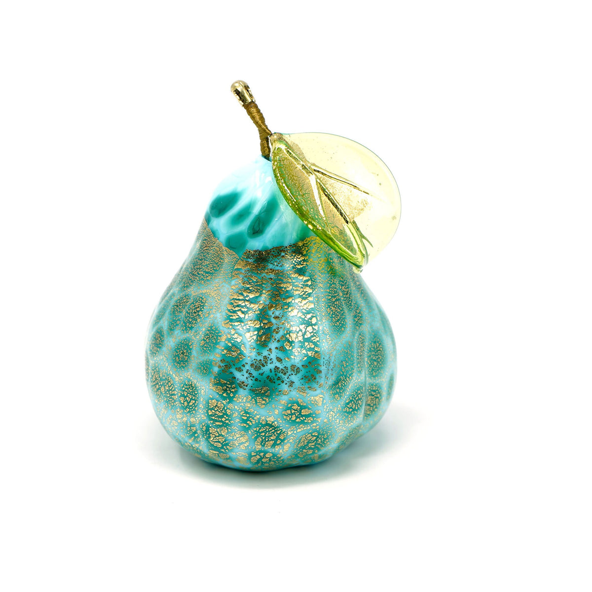 Artificial Murano glass Macchia pear with gold foil, hand blown in Italy, created by My Italian Decor.