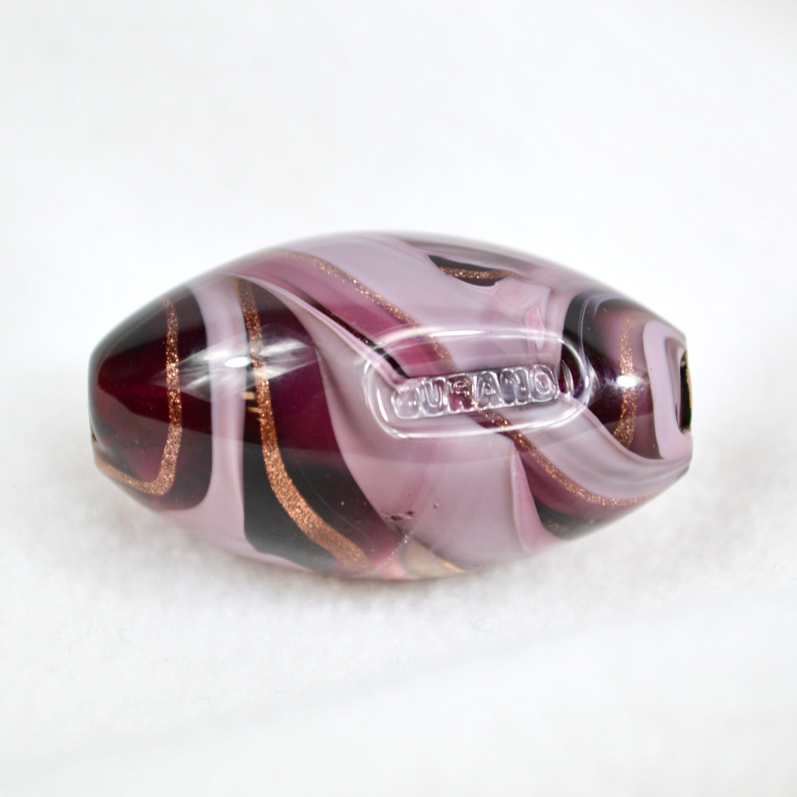 Murano Glass Large Bead Violet Oval, Made in Italy - My Italian Decor