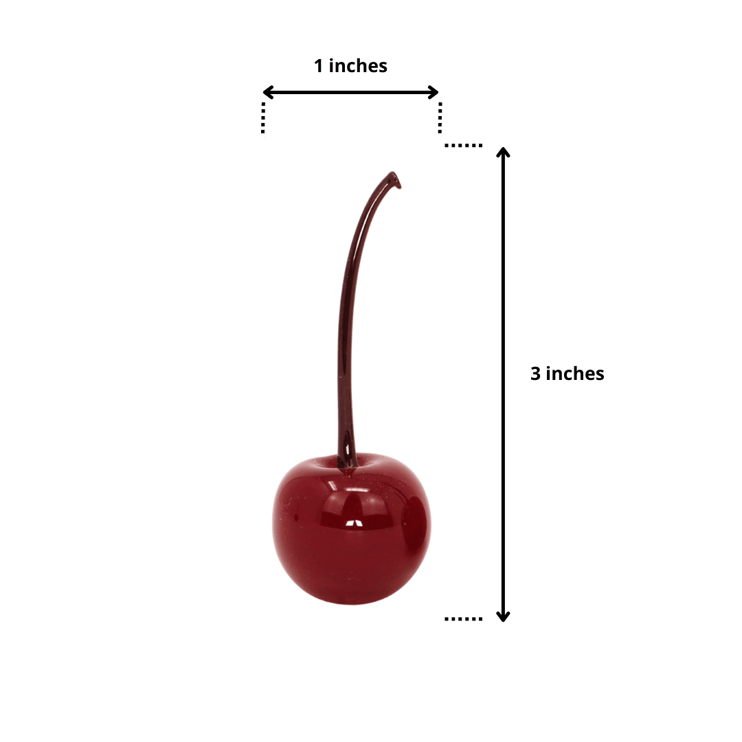 Set of three Murano glass cherries by MyItalianDecor, lifelike artificial flora made in Italy for decorative display.