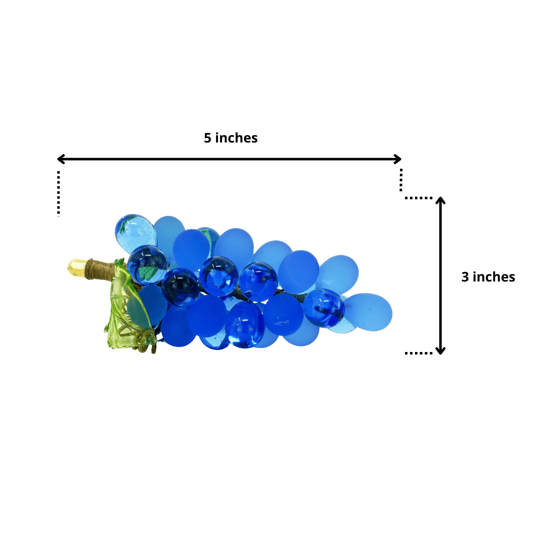 Large royal blue Murano glass grape cluster, artificial Italian flora by MyItalianDecor, showcasing vibrant, handcrafted glass grapes.