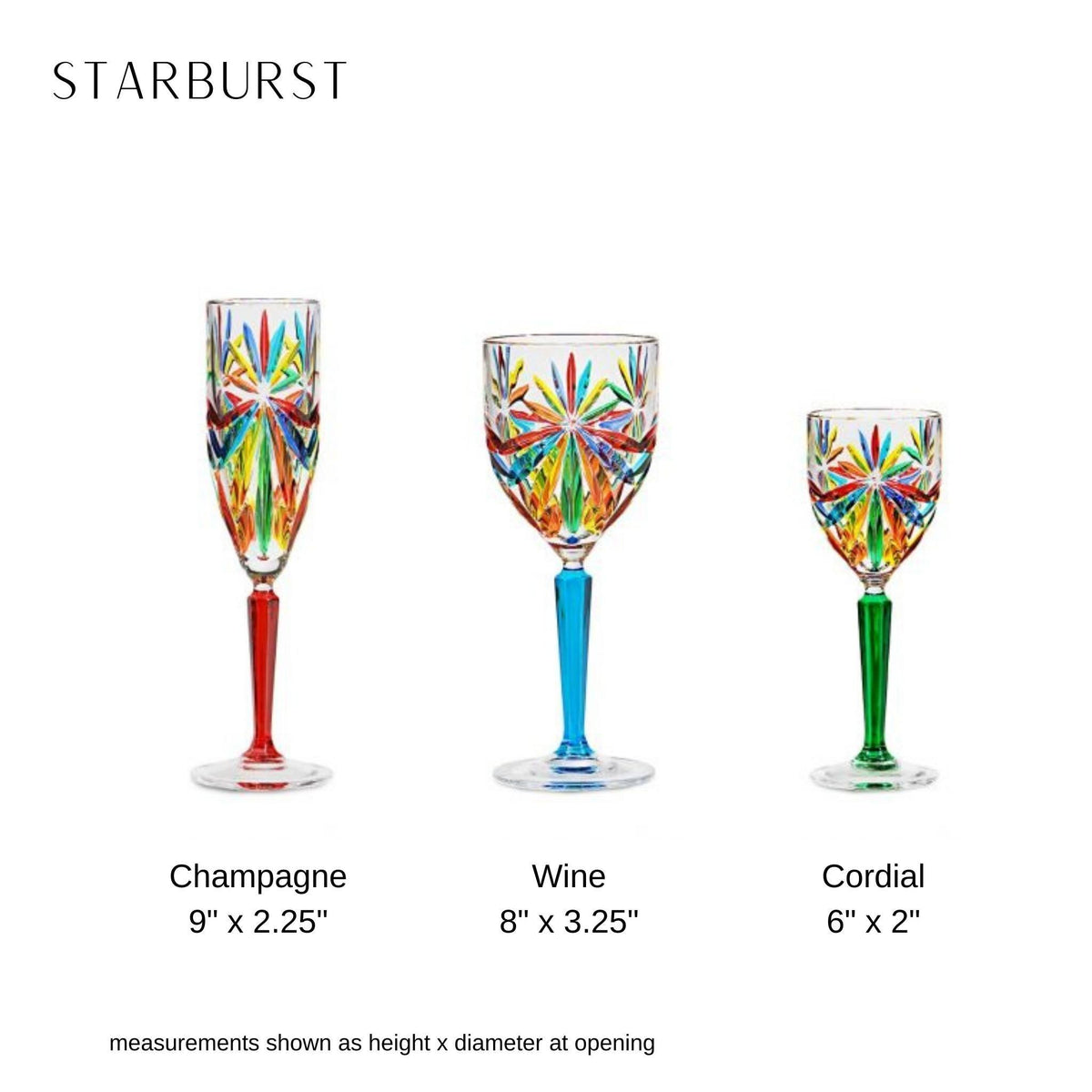 Starburst Cordial Glasses, Hand-Painted Italian Crystal, Set of 6 - MyItalianDecor