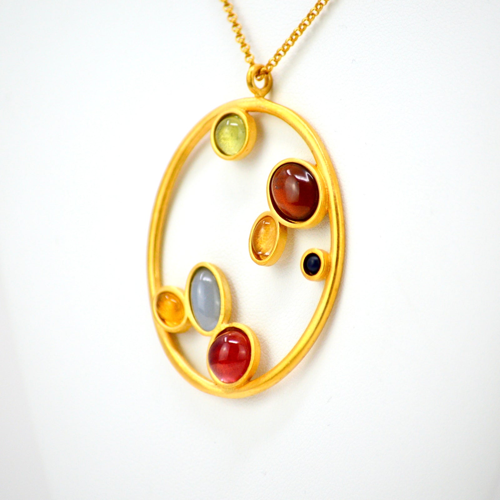 Alegria large pendant necklace with colorful Murano glass beads, handcrafted in Spain by MyItalianDecor.