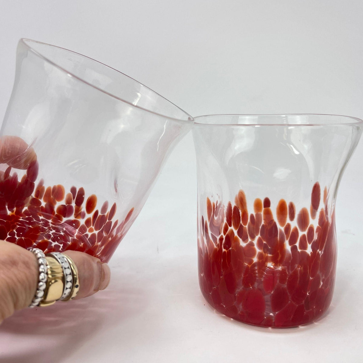 Allegra Murano Glass Short Drinking Glasses, Set of 2 at MyItalianDecor
