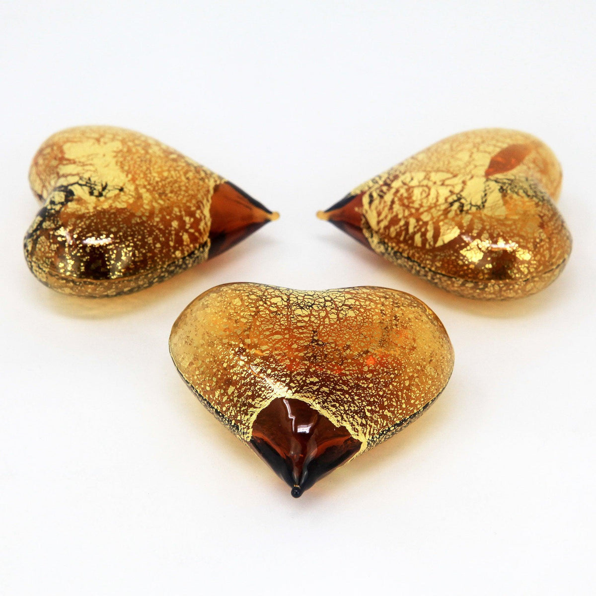 Small Blown Glass Hearts, Set of 3, Made in Murano, Italy - MyItalianDecor