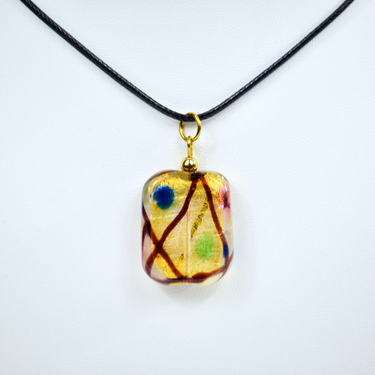 Arezzo Glass Bead Pendant Necklace, Murano Glass - My Italian Decor