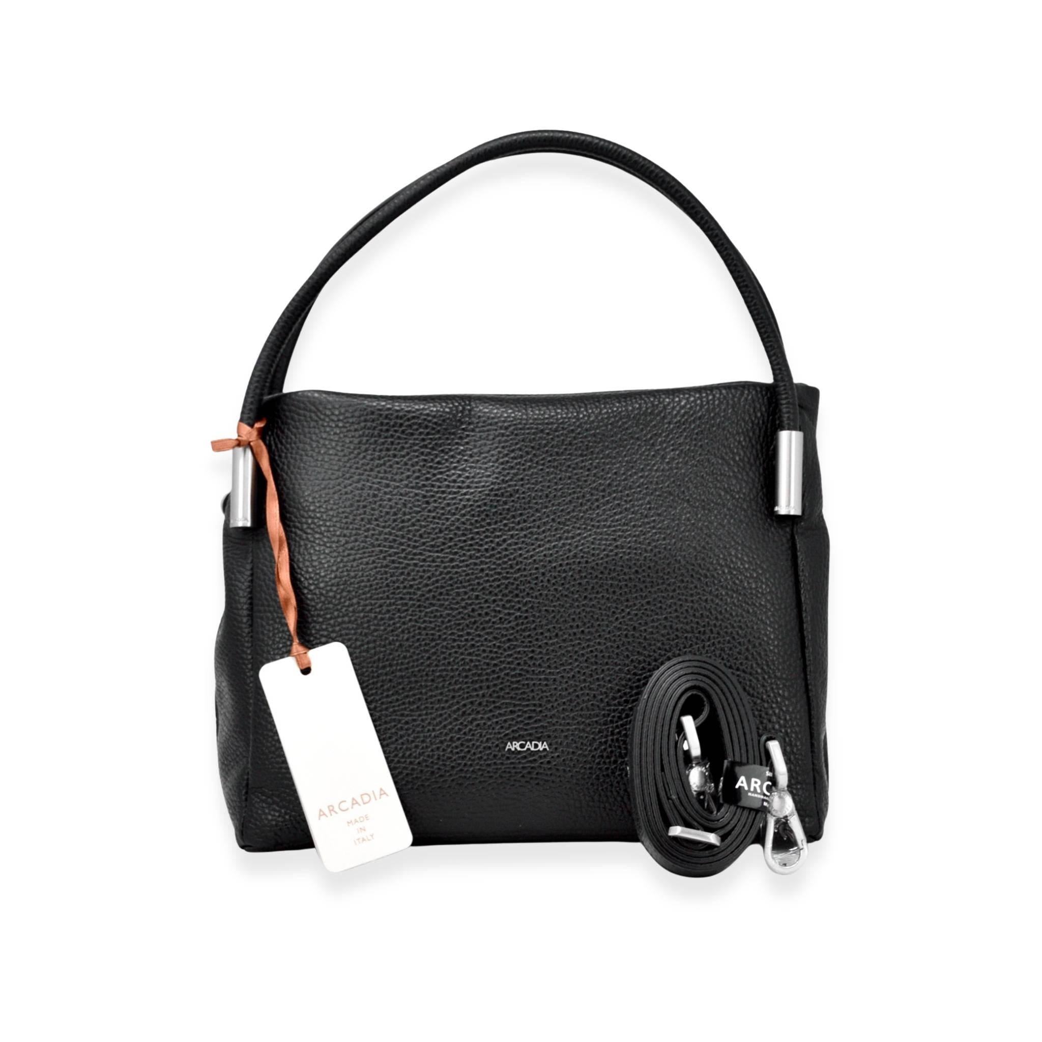 Arvella Luxury Italian Leather Bag, Made in Italy Black