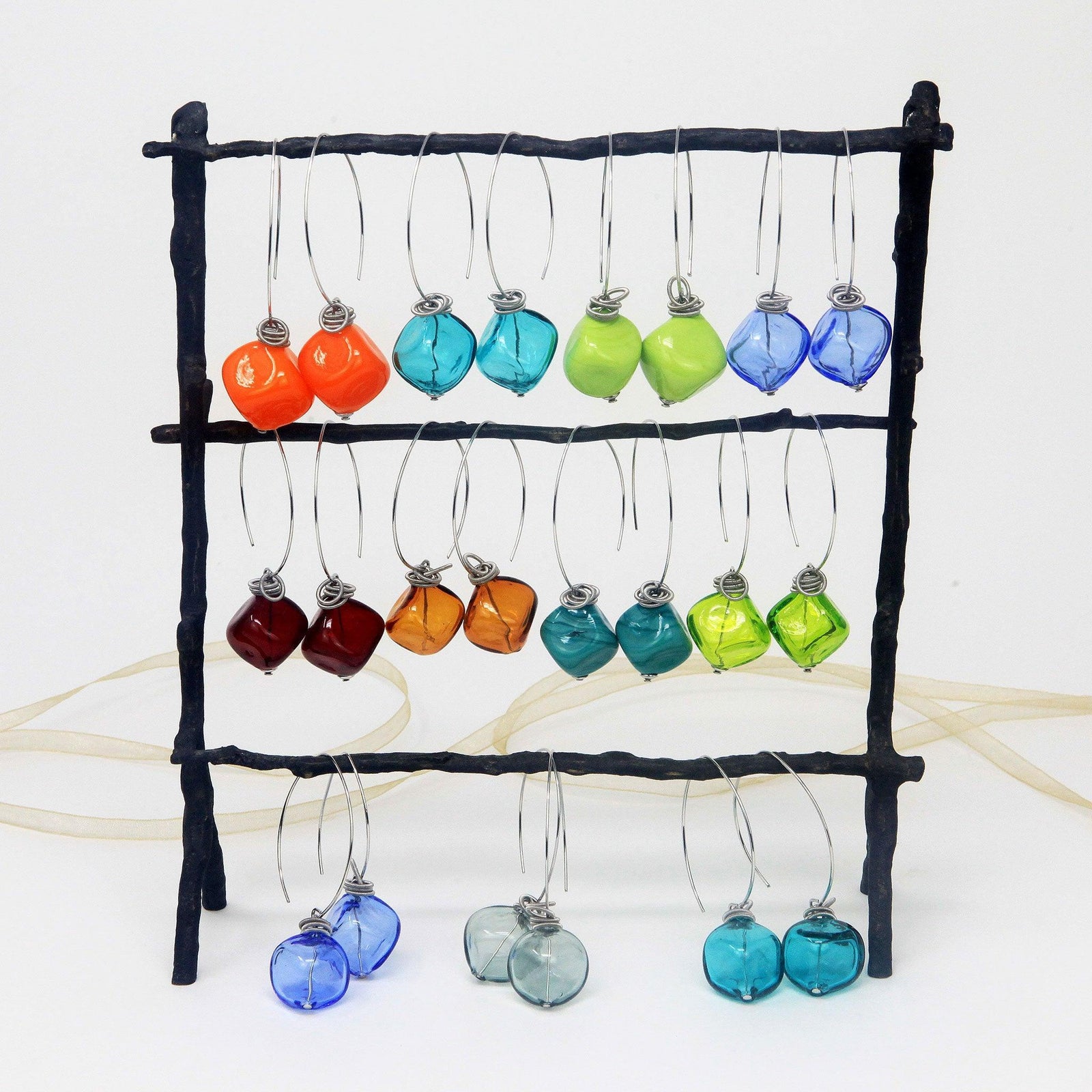 Boop Earrings, Murano Glass Bead and Hoop - MyItalianDecor