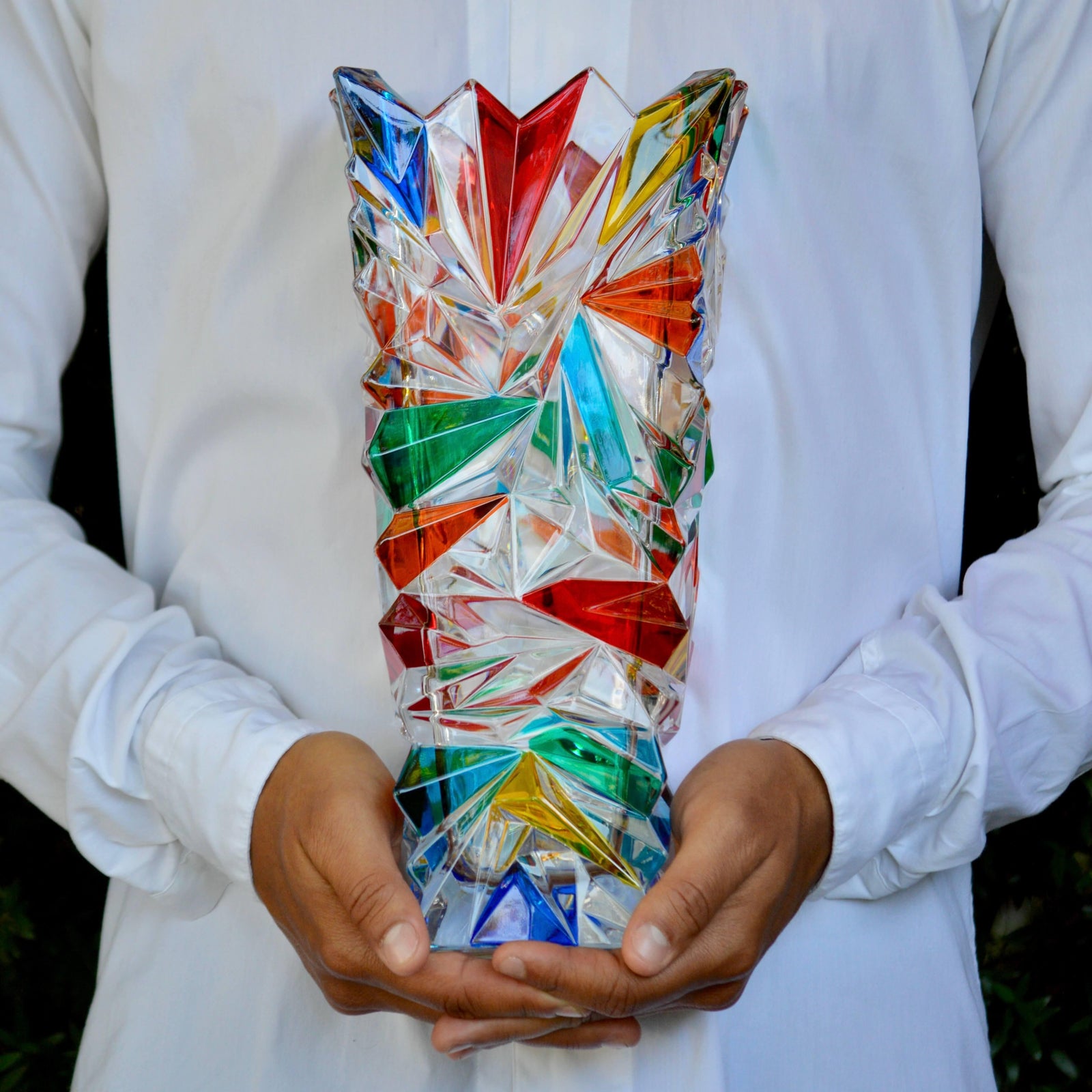 Bolt, Murano Glass Large Painted Vase, Made in Italy at MyItalianDecor