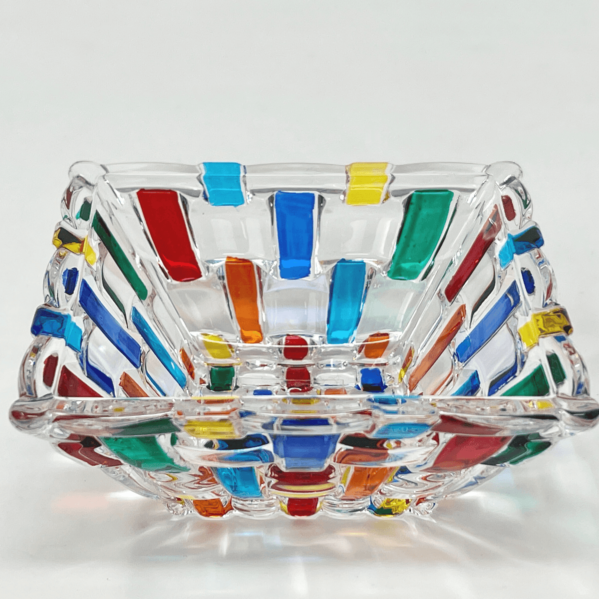 Bossanova Glass Square Bowl, Small, Hand Painted Crystal, Made in Italy at MyItalianDecor