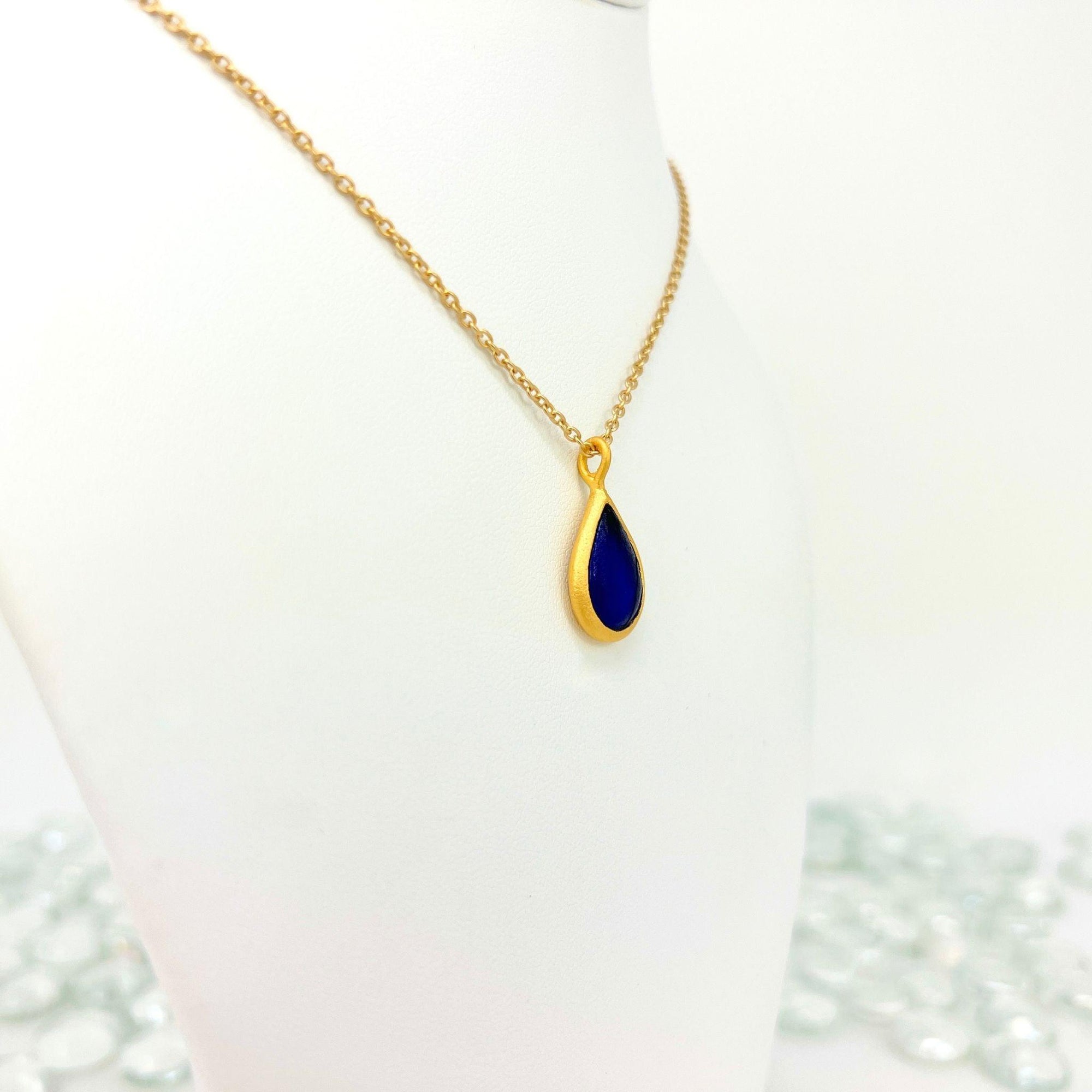 Tear Drop Bubbles Pendant Necklace & Earrings Set, Cobalt Blue at MyItalianDecor