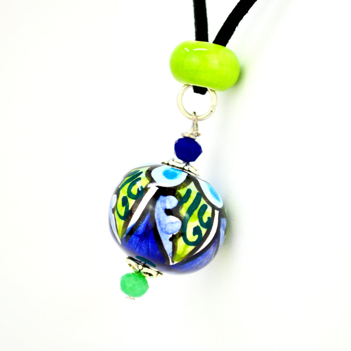 Italian Ceramic Diana Necklace, Blue and Green, Hand-Crafted In Italy - My Italian Decor