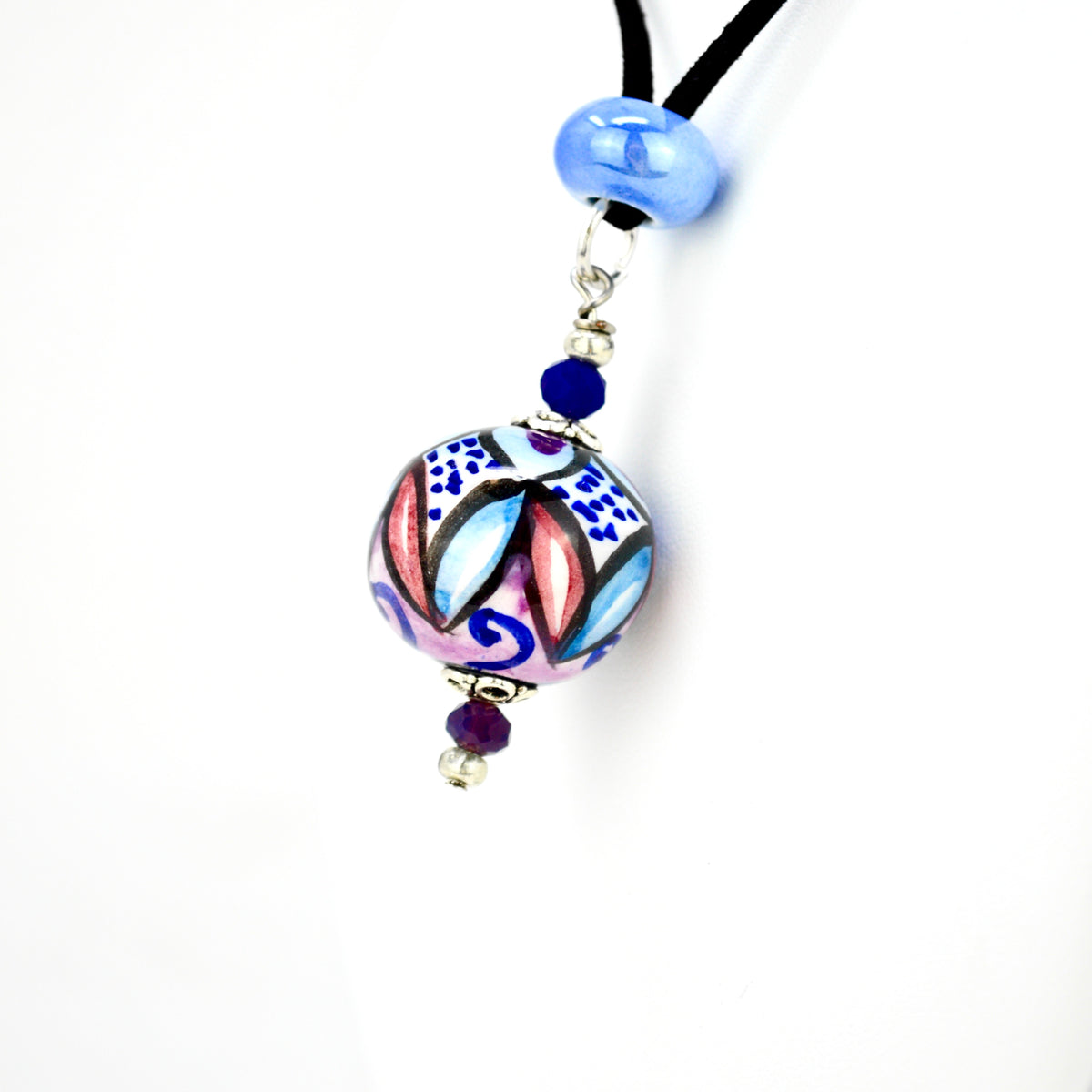 Italian Ceramic Diana Necklace, Red, Blue, Pink, Hand-Crafted In Italy - My Italian Decor