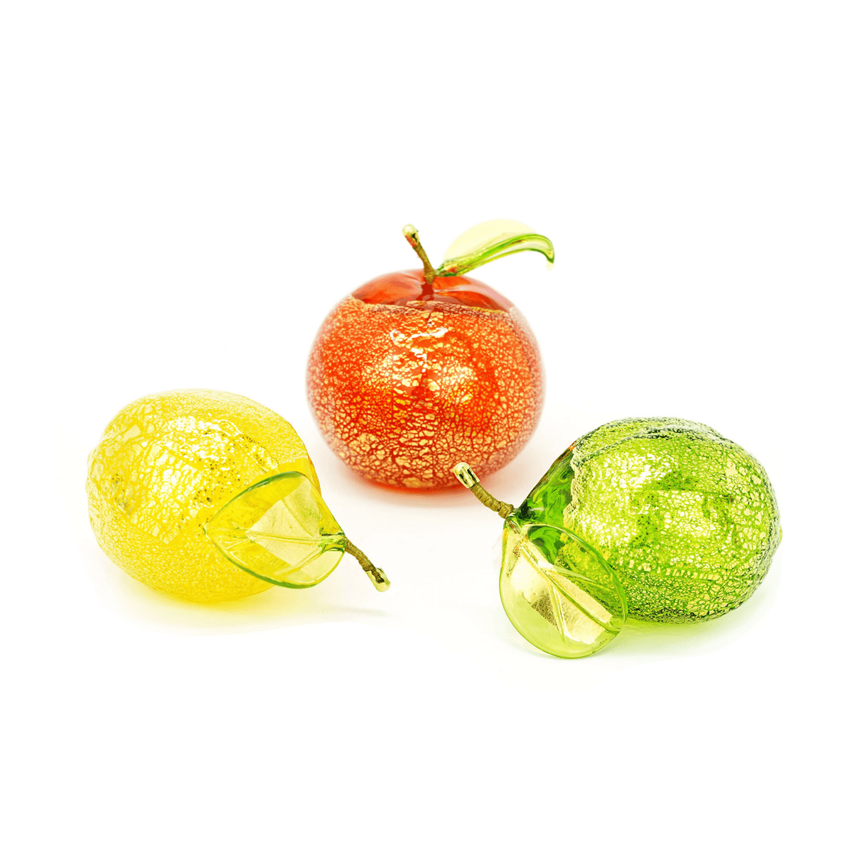 Murano Glass Citrus Bundle | Lemon, Lime and Orange, 24 karat gold finish at MyItalianDecor