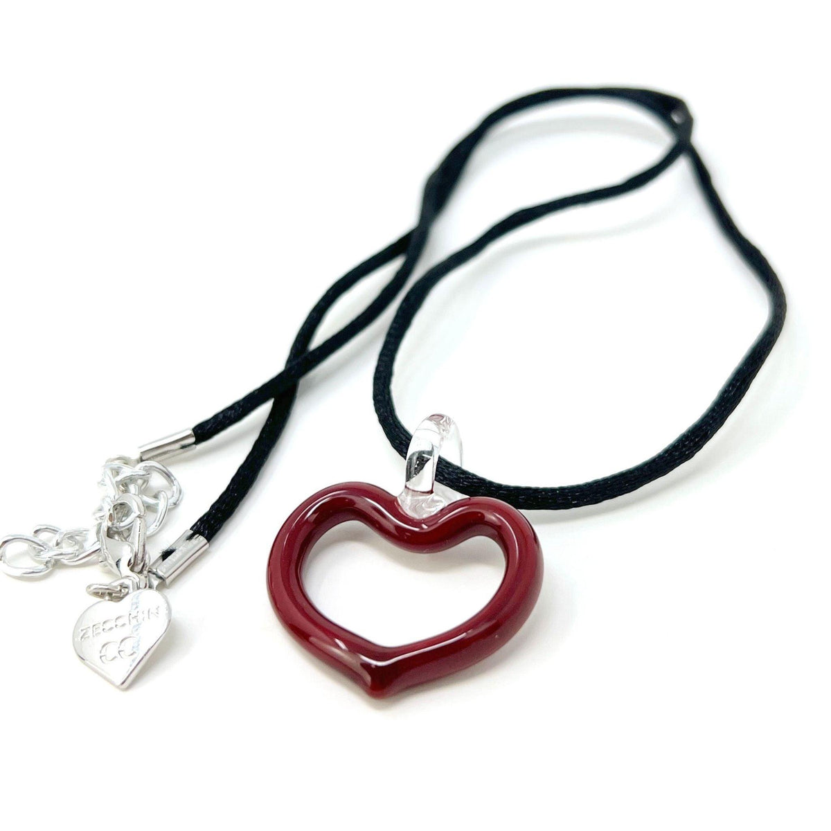 Murano Glass Heart Pendant Necklace, Small, Medium, Large, Made in Italy Active at MyItalianDecor