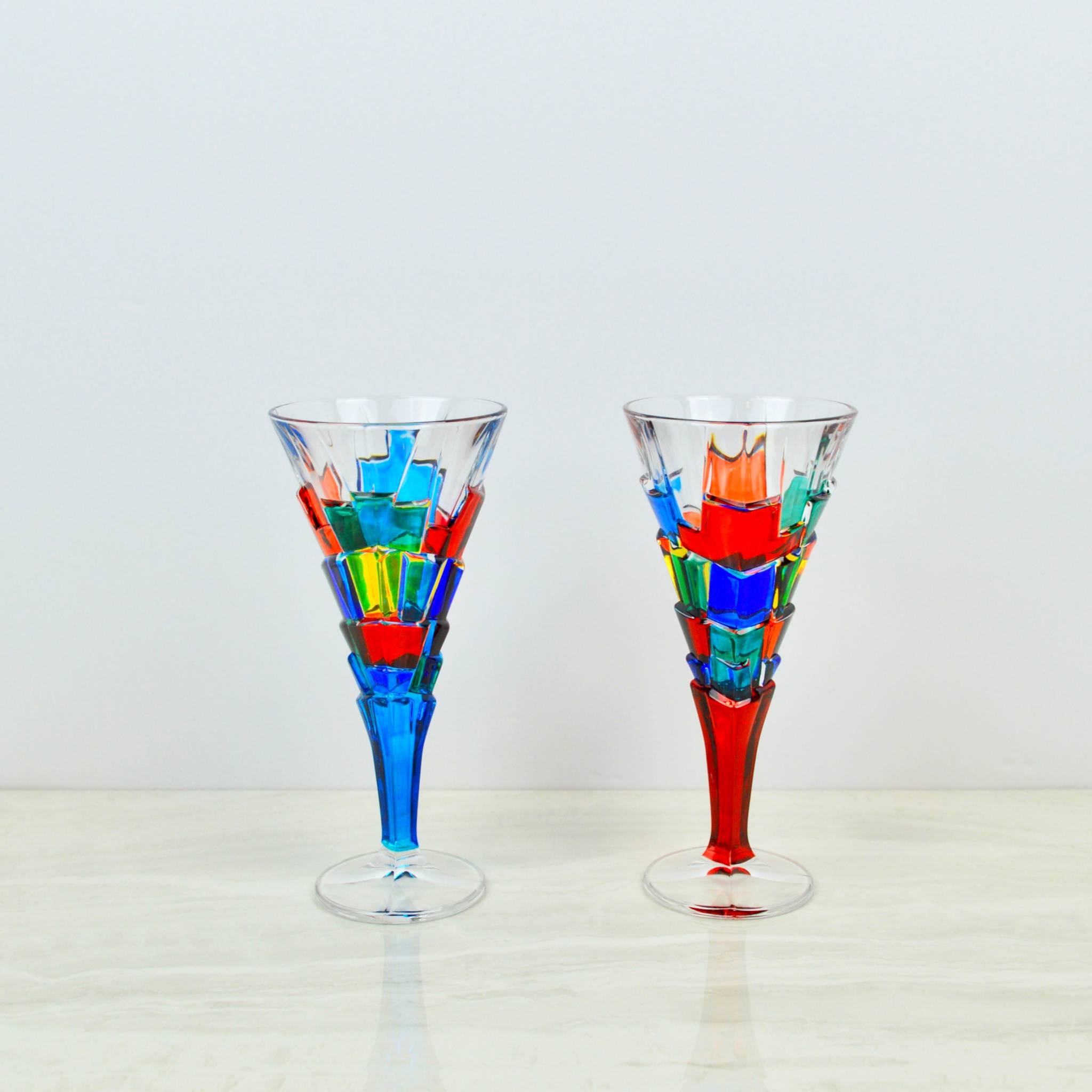 Murano Stained Art Wine Glasses - Set of 2