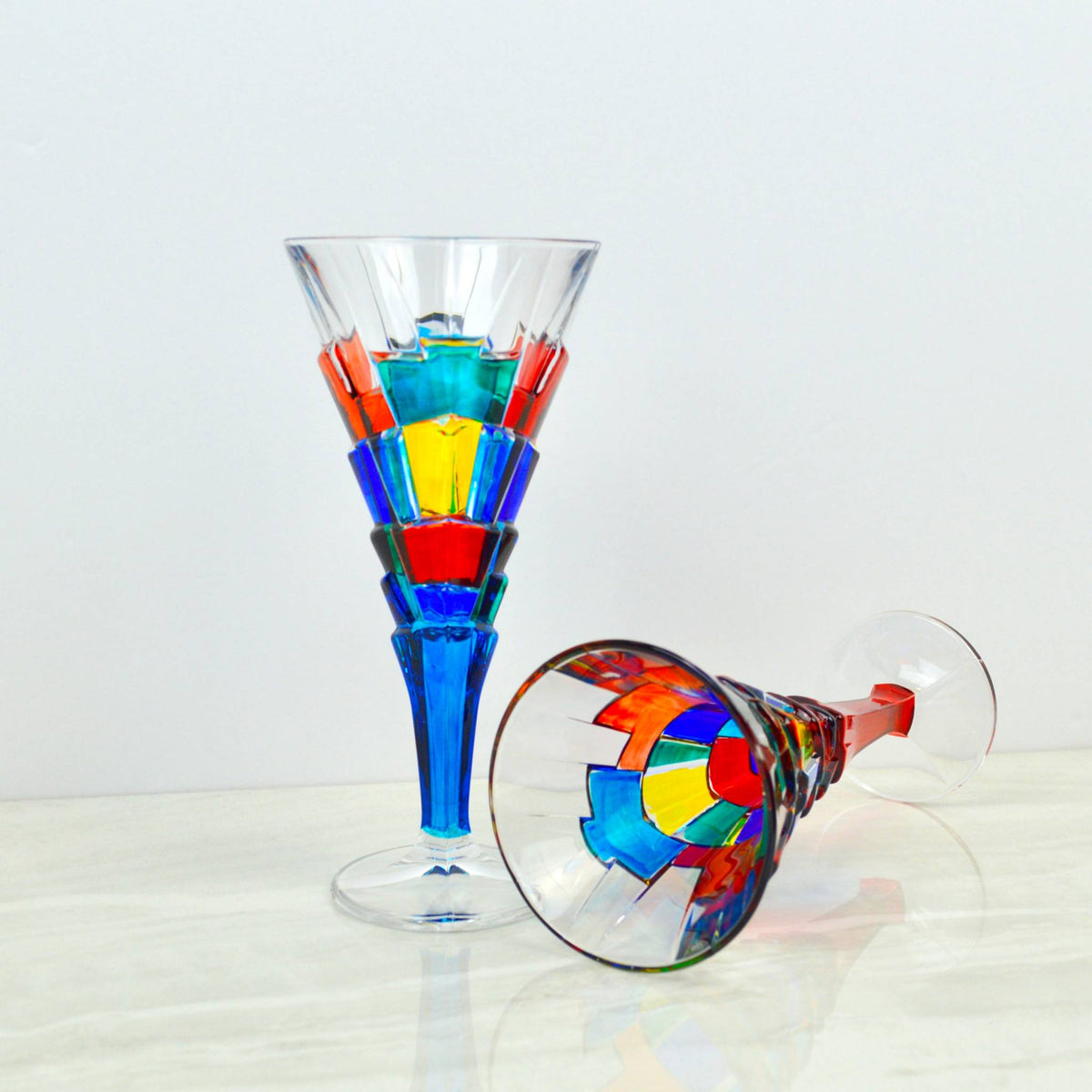 Italian Crystal Wine Glasses, Crack Design, Made in Italy - My Italian Decor