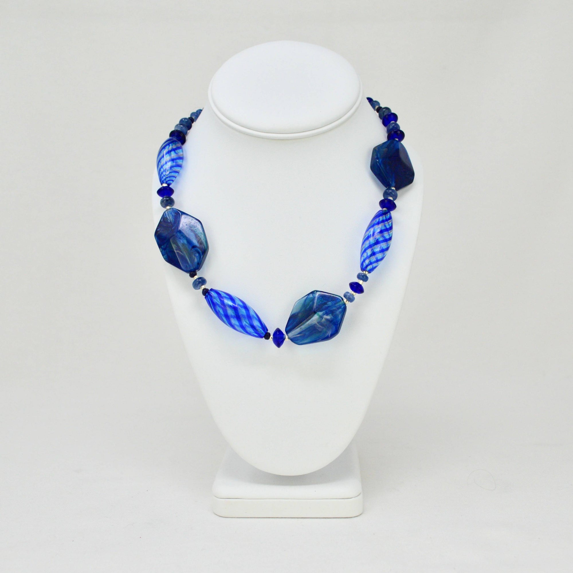 Murano Glass, Italian Resin, Kyanite Crystal beaded necklace, CA Artist - My Italian Decor