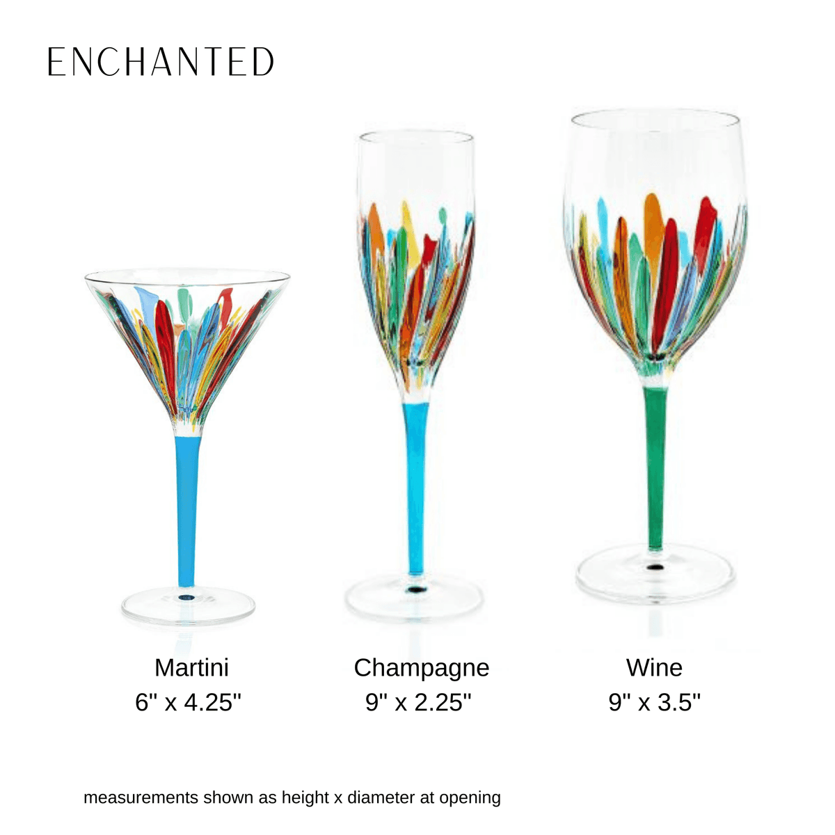 Enchanted Champane Glasses, Hand-Painted Italian Crystal, Set of 2 - MyItalianDecor