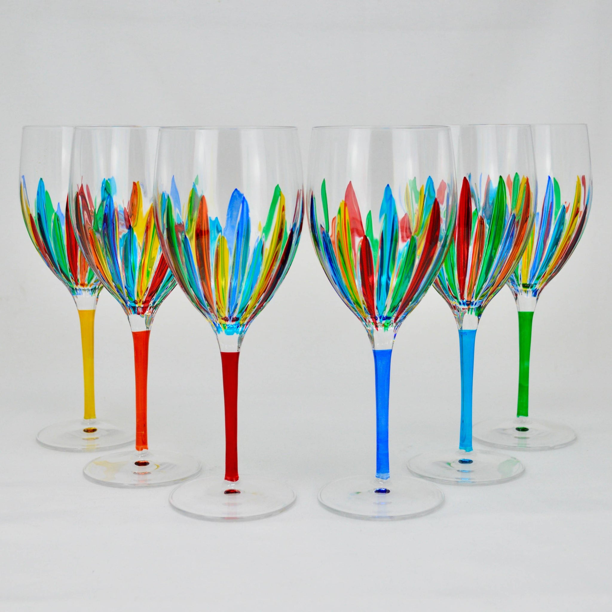 Flowervine Tall Drink Glasses, Set of 2, Hand-Painted Italian Crystal