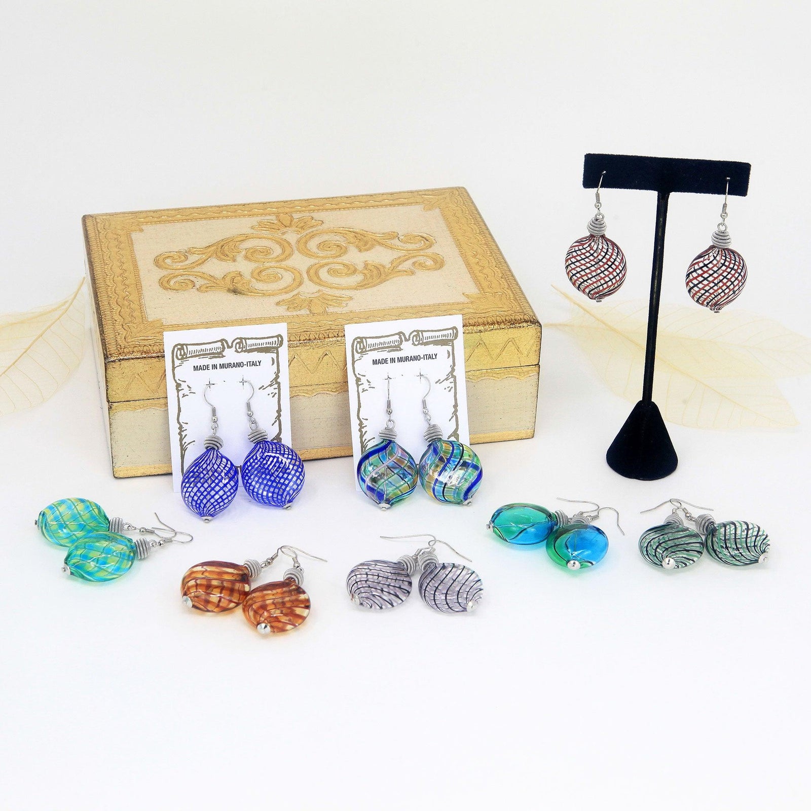 Murano Glass Penny Bead Earring, Assorted Colors, Made in Italy - MyItalianDecor