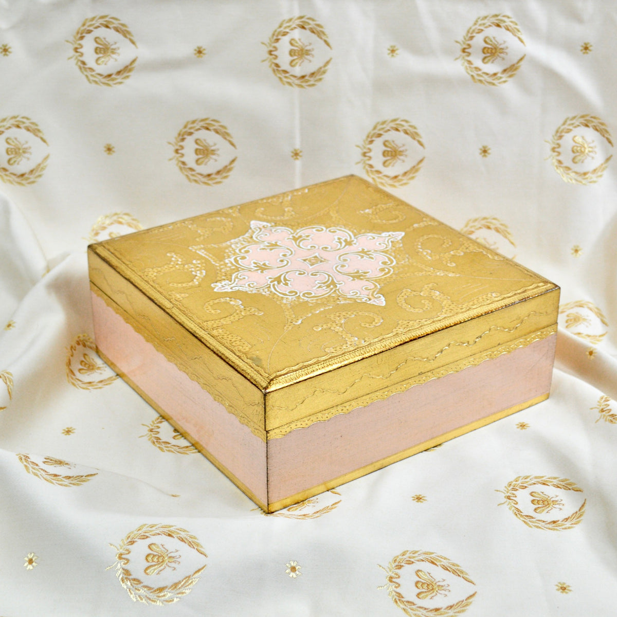 Florentine Gilded Wood Storage Box, Square, Made In Italy - My Italian Decor