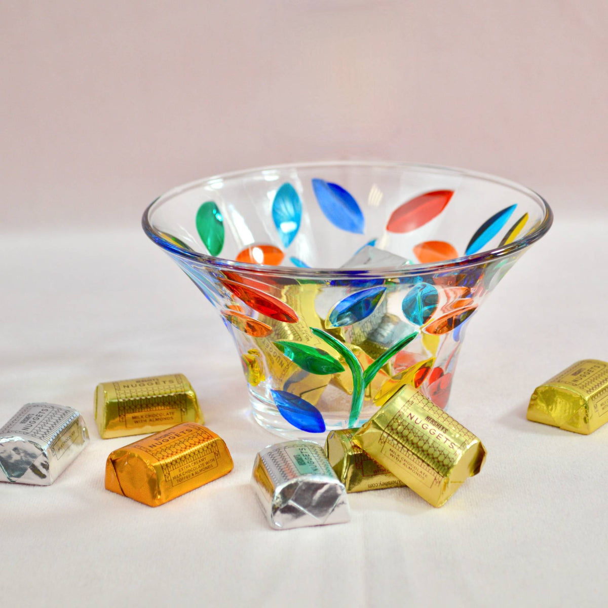Flowervine Candy Bowl,  Hand Painted Italian Glass - My Italian Decor