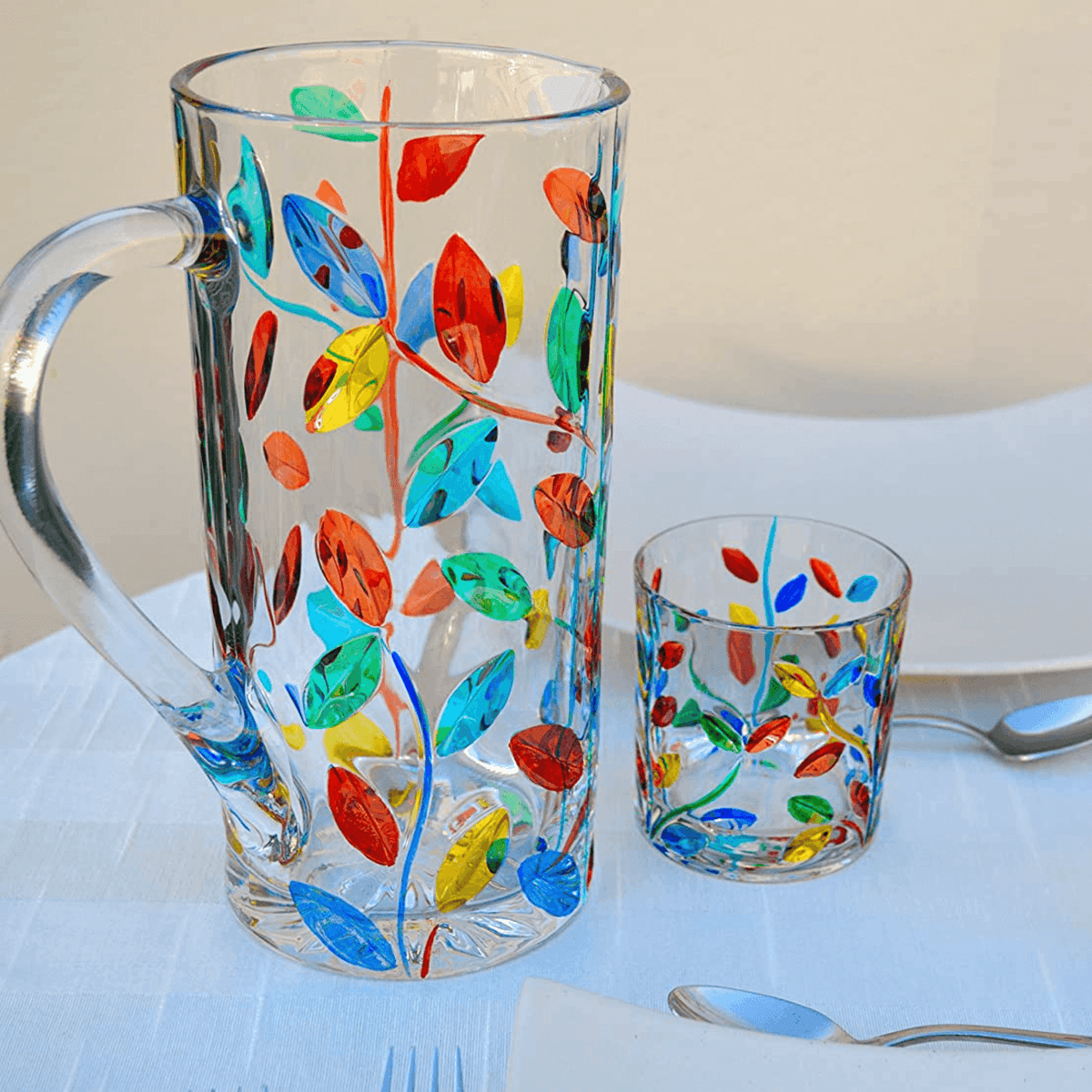 Flowervine Hand-Painted Italian Crystal Drink Pitcher at MyItalianDecor