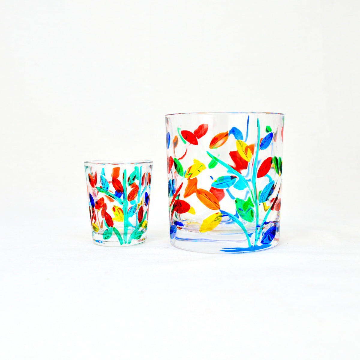 Flowervine Shot Glasses, Set of 6, Hand Painted Crystal, Made in Italy - My Italian Decor