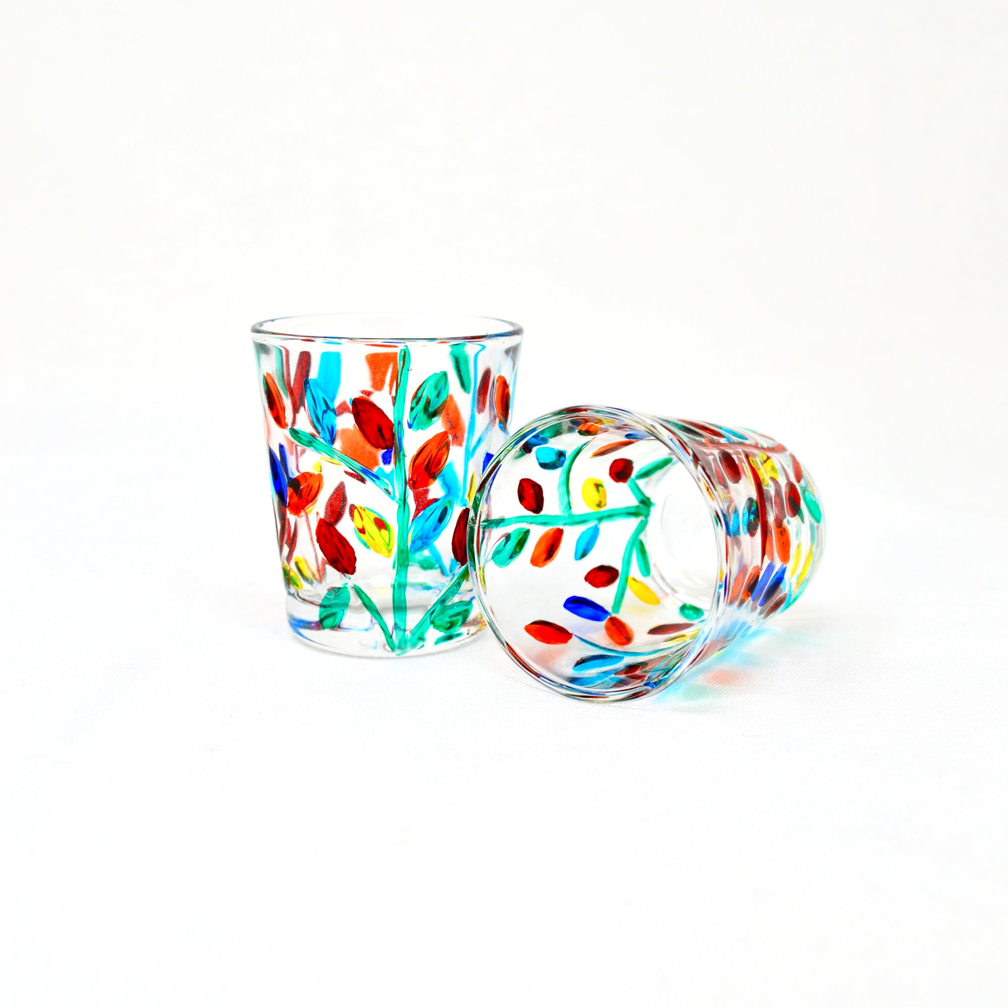Flowervine Shot Glasses, Set of 6, Hand Painted Crystal, Made in Italy - My Italian Decor