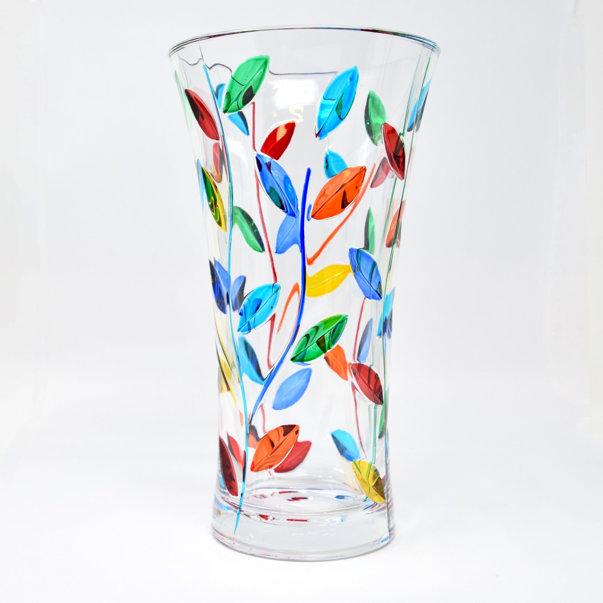 Flowervine - Tree of Life Vase 10", Medium, Hand Painted Italian Crystal - My Italian Decor