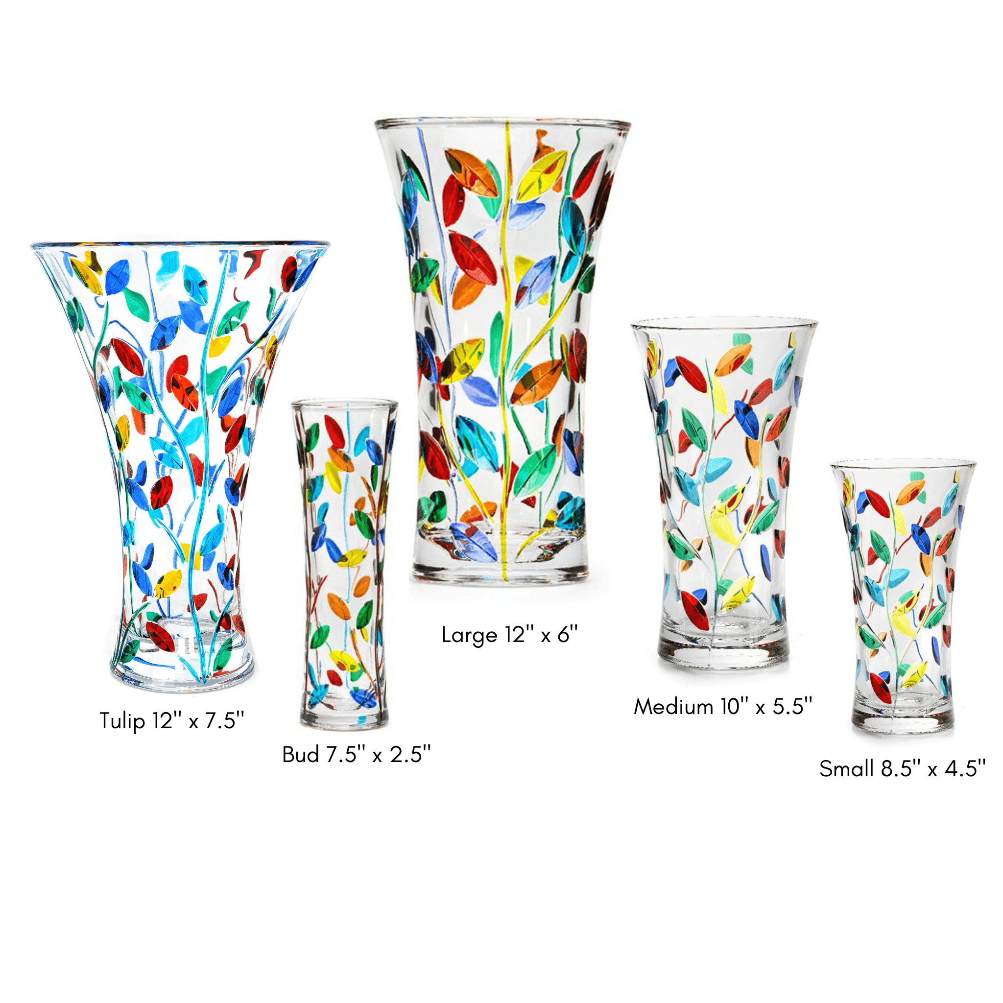 Small hand-painted Italian crystal Tree of Life vase by Flowervine, 8.5 inches tall, elegant decorative vase for flowers.