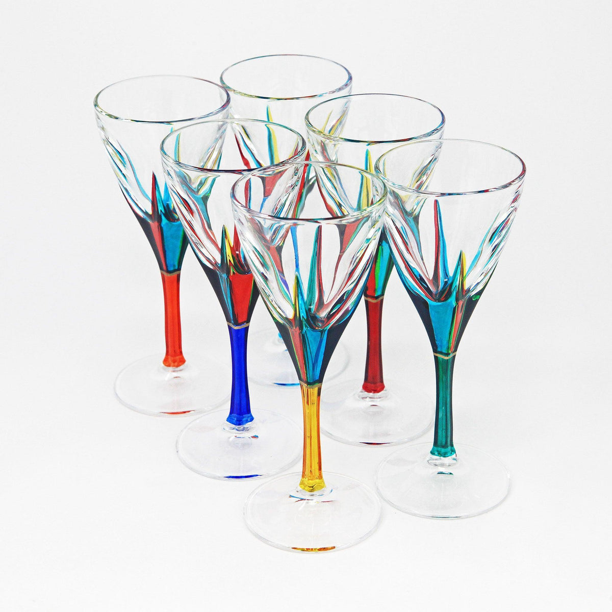 Fusion Cordial Glasses, Hand-Painted Italian Crystal, Set of 6 - MyItalianDecor