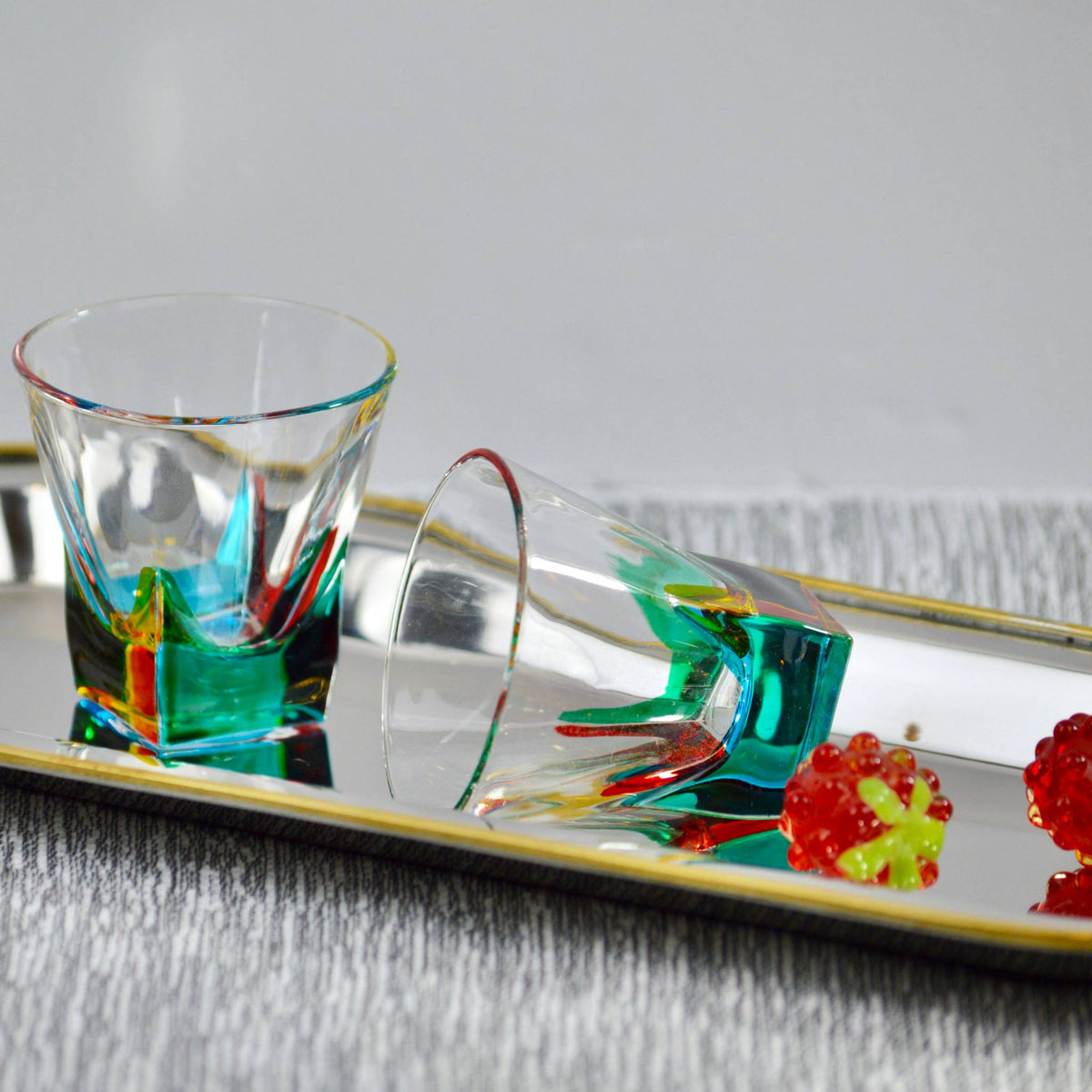Fusion Shot Glasses, Set of 6, Hand Painted Crystal, Made in Italy - My Italian Decor