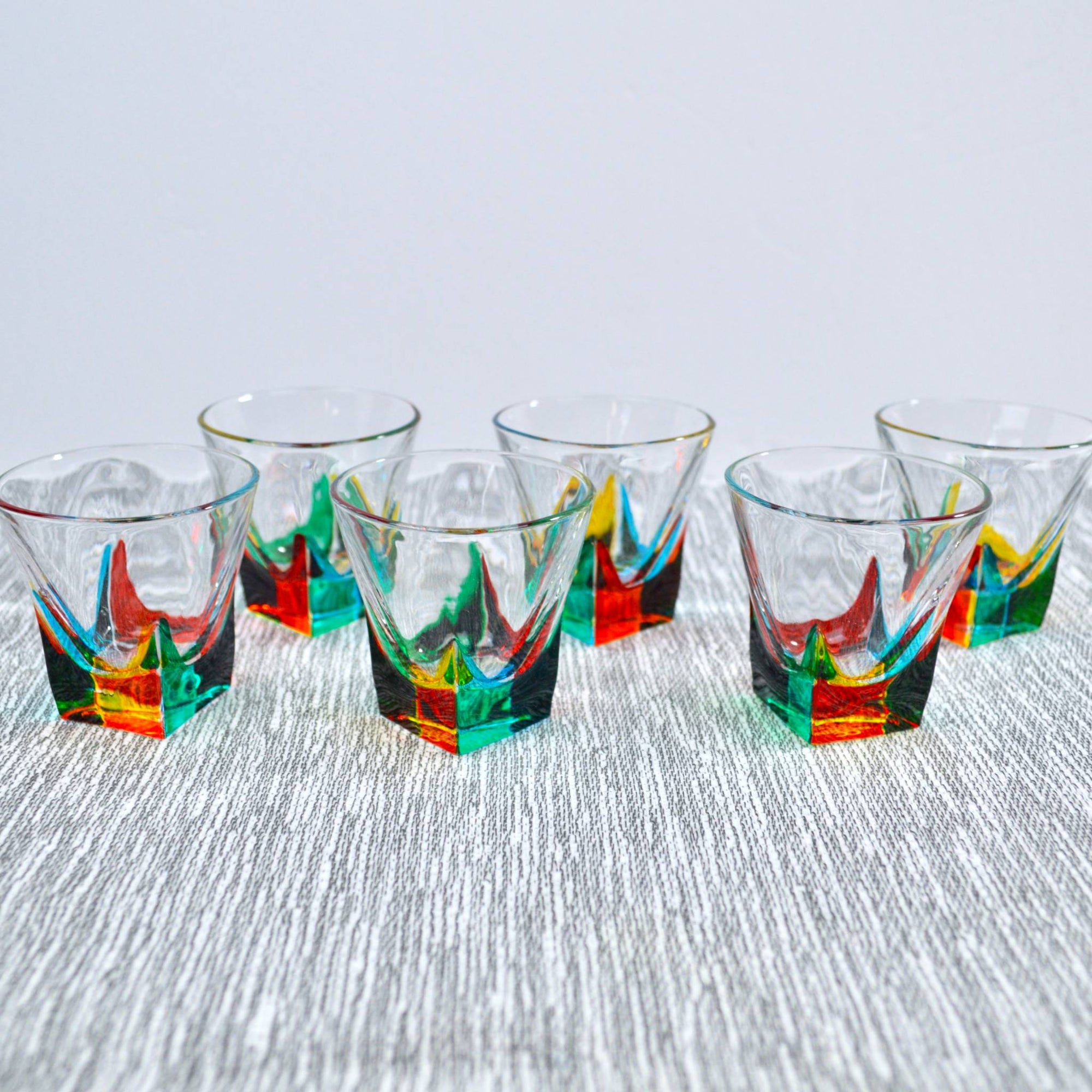 Fusion Shot Glasses, Set of 6, Hand Painted Crystal, Made in Italy - My Italian Decor