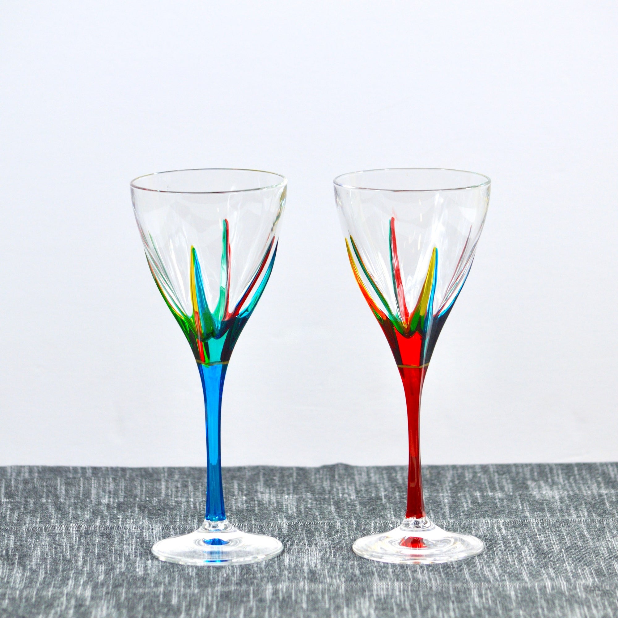 Fusion Wine Glasses, Hand-Painted Italian Crystal, Set of 2 - My Italian Decor