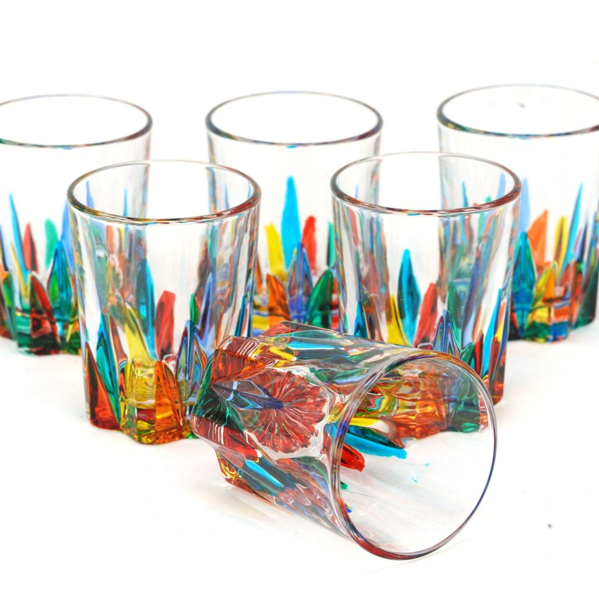 Gala Shot Glasses, Set of 6, Hand Painted Crystal, Made in Italy - MyItalianDecor