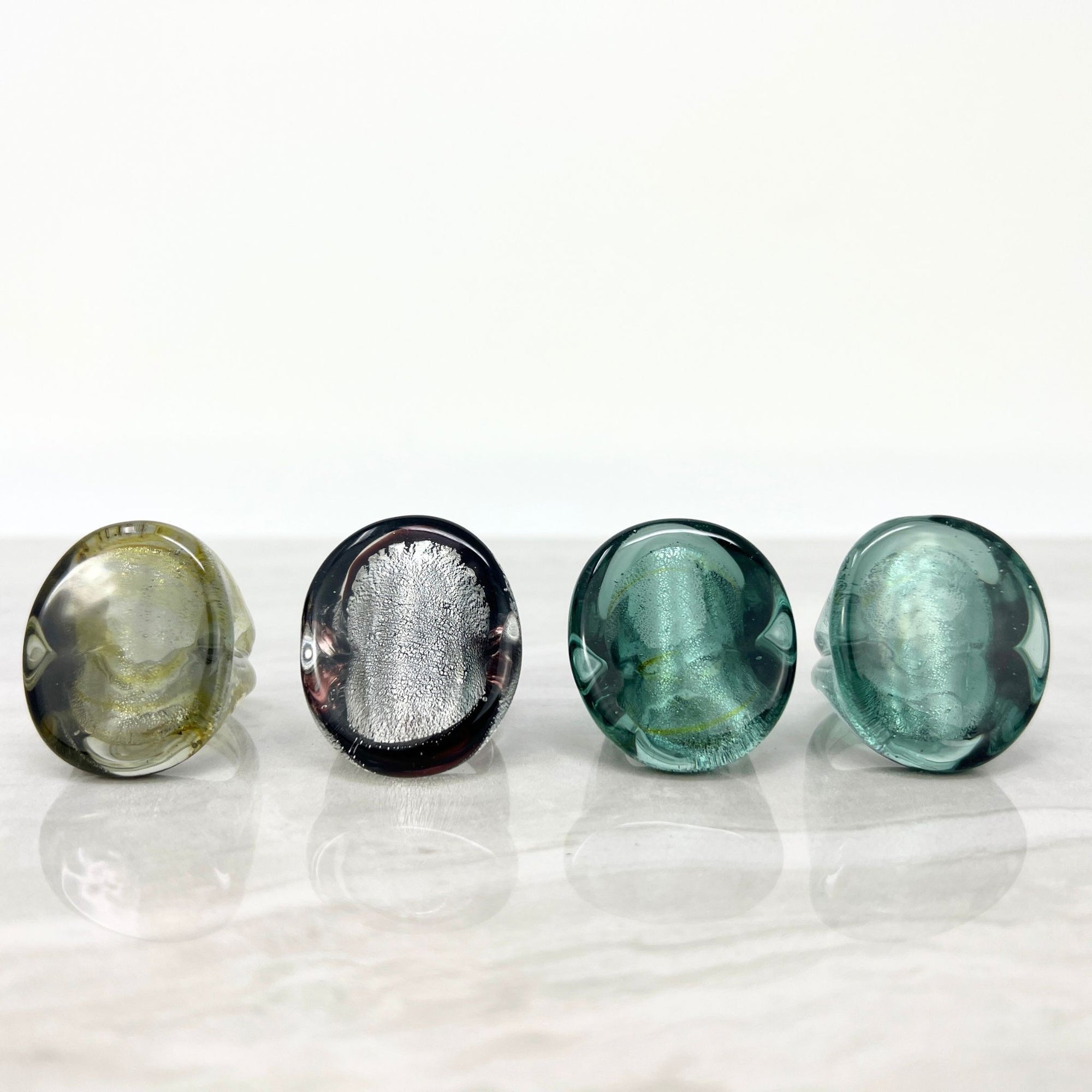 Murano Glass Rings, Oval Shape Giant Sized Metallic - My Italian Decor