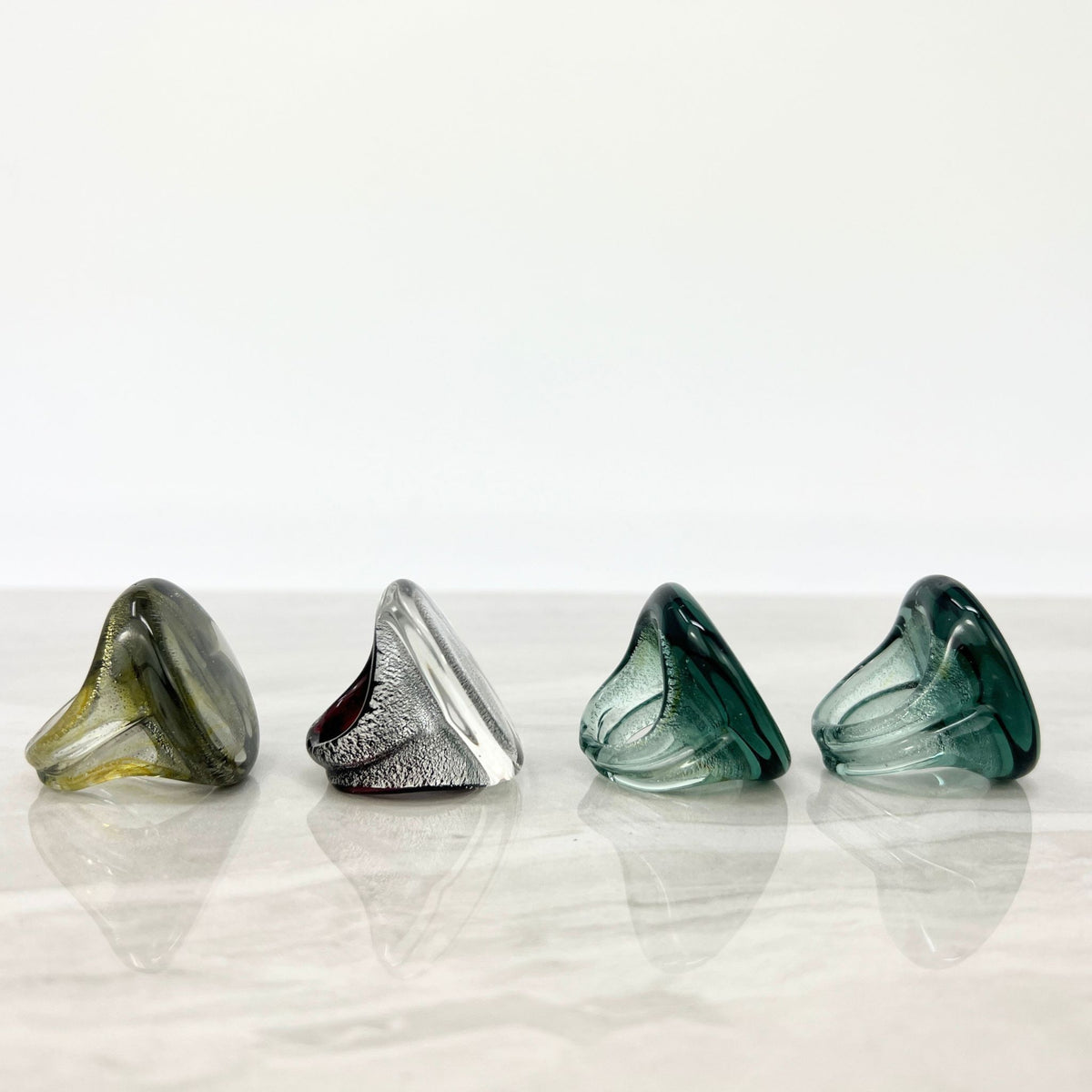 Murano Glass Rings, Oval Shape Giant Sized Metallic - My Italian Decor