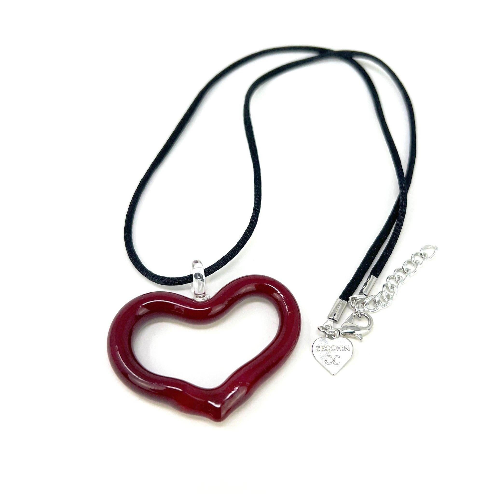 Murano Glass Heart Pendant Necklace, Small, Medium, Large, Made in Italy Active at MyItalianDecor